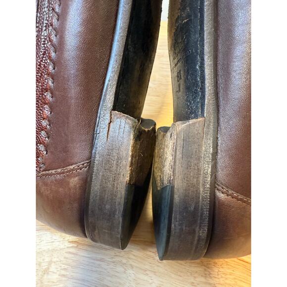 Zelli Made in Italy Brown Leather Slip On Loafers w Tassels Size 8.5 M JL main image 4